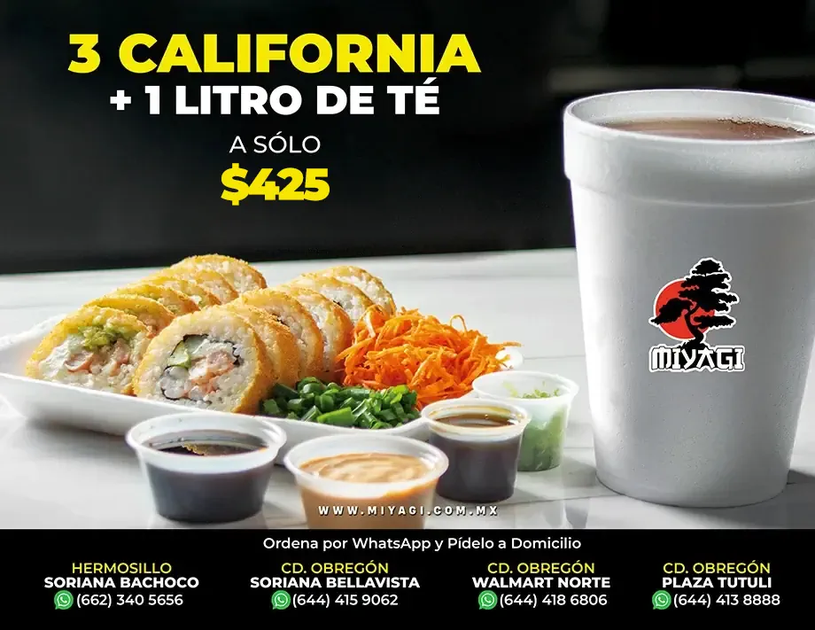 3 Californias + 1 Litro de Té por 360